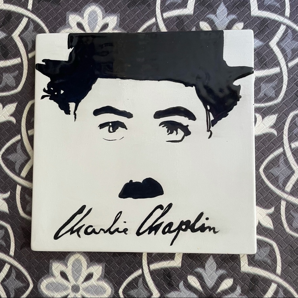 Unique Charlie Chaplin Decorative Art Tile 6” x 6”